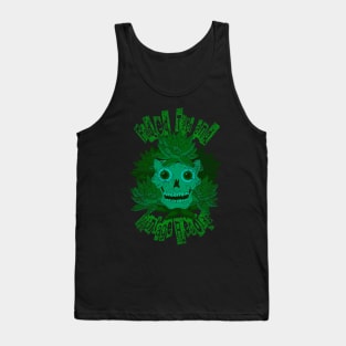 Faded Tats and Vintage Records - Retro 80s Vintage Skull Design Green Tank Top